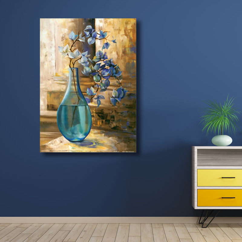 Soft Color Flower Canvas Print Paintings Contemporary Textured Wall Decor for Bedroom Blue Clearhalo 'Art Gallery' 'Canvas Art' 'Contemporary Art Gallery' 'Modern' Arts' 1809193