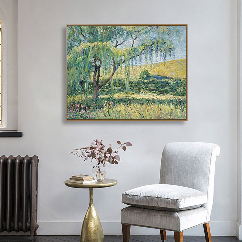 Impresionismo escena al aire libre lienzo de color suave impreso de arte de pared texturizado para sala de estar