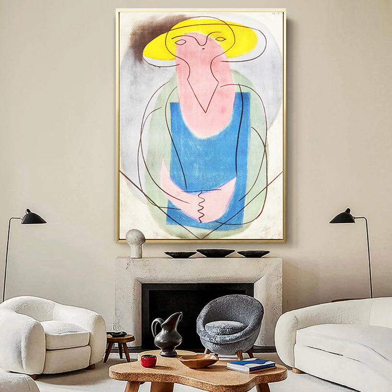 Modern Picasso Woman Painting Art Print Blue Textured Wall Decor for House Interior - Clearhalo - 'Arts' - 'Canvas Art' - 1809225