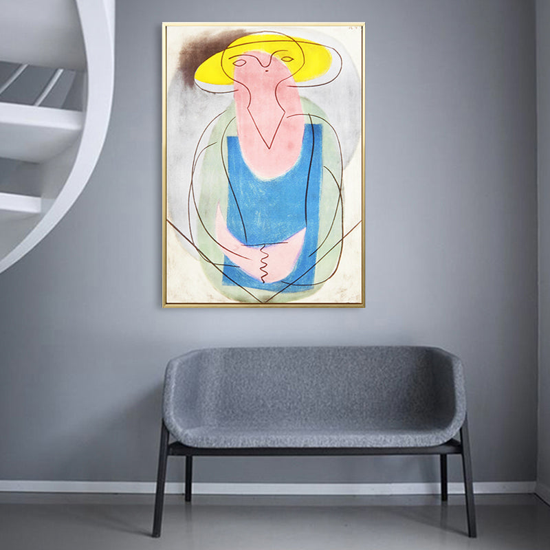 Modern Picasso Woman Painting Art Print Blue Textured Wall Decor for House Interior - Clearhalo - 'Arts' - 'Canvas Art' - 1809226