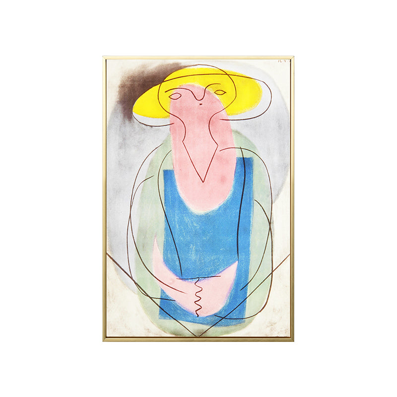 Modern Picasso Woman Painting Art Print Blue Textured Wall Decor for House Interior - Clearhalo - 'Arts' - 'Canvas Art' - 1809227