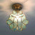 1 Light Pink/Blue/Green/Clear Floral Ceiling Light Fixture Retro Style Stained Glass Flushmount Light for Hallway Green Clearhalo 'Ceiling Lights' 'Close To Ceiling Lights' 'Close to ceiling' 'Glass shade' 'Glass' 'Semi-flushmount' 'Tiffany close to ceiling' 'Tiffany' Lighting' 180922