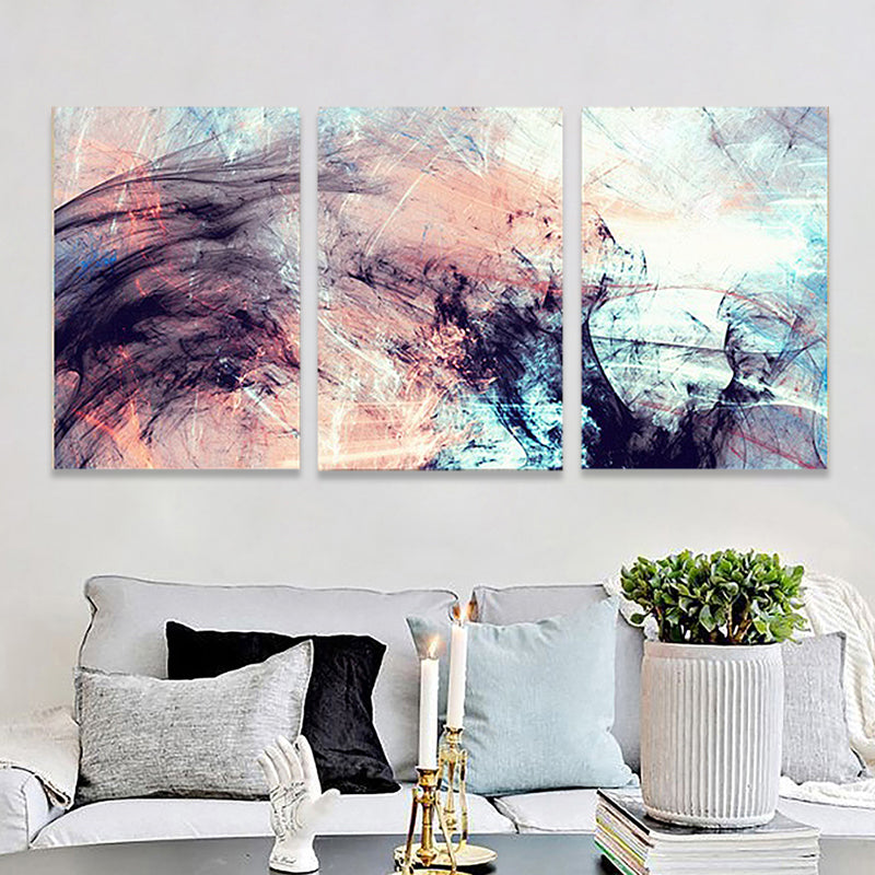 Abstract Expressionism Hand Printed Canvas Pastel Color Multi-Piece Painting for Living Room - Clearhalo - 'Arts' - 'Canvas Art' - 1809233