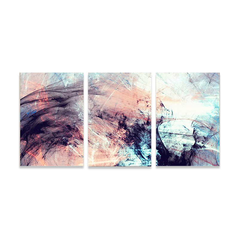 Abstract Expressionism Hand Printed Canvas Pastel Color Multi-Piece Painting for Living Room - Clearhalo - 'Arts' - 'Canvas Art' - 1809234