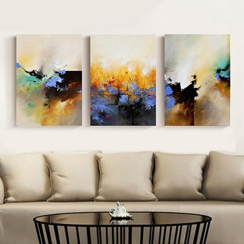 Abstract Expressionism Hand Printed Canvas Pastel Color Multi-Piece Painting for Living Room - Orange - Clearhalo - 'Arts' - 'Canvas Art' - 1809239