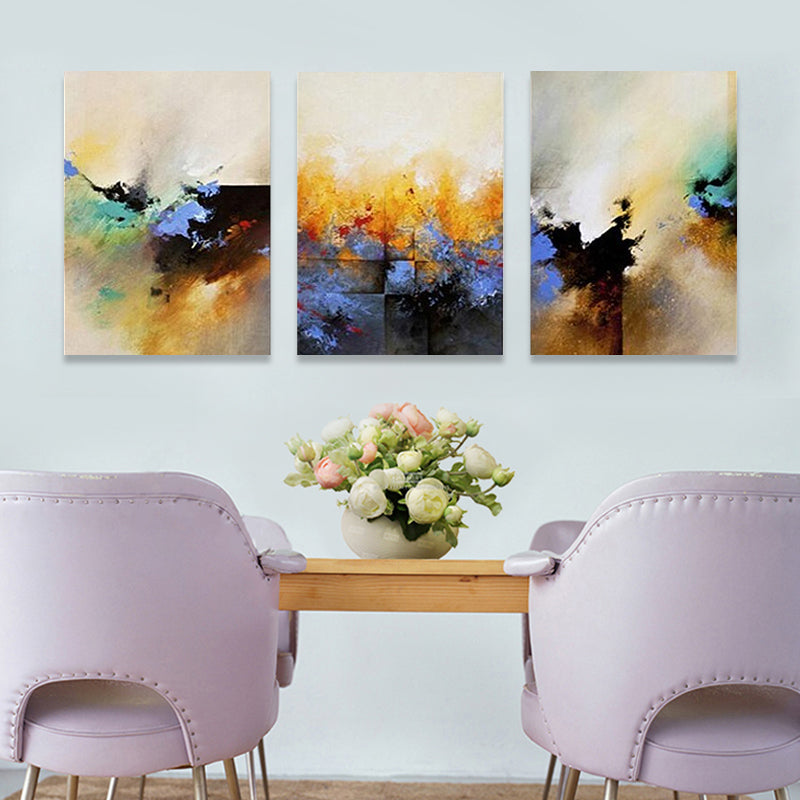 Abstract Expressionism Hand Printed Canvas Pastel Color Multi-Piece Painting for Living Room - Clearhalo - 'Arts' - 'Canvas Art' - 1809240