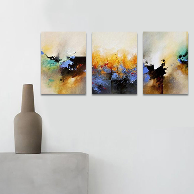 Abstract Expressionism Hand Printed Canvas Pastel Color Multi-Piece Painting for Living Room - Clearhalo - 'Arts' - 'Canvas Art' - 1809241