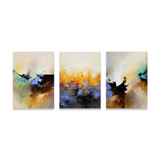 Abstract Expressionism Hand Printed Canvas Pastel Color Multi-Piece Painting for Living Room - Clearhalo - 'Arts' - 'Canvas Art' - 1809242