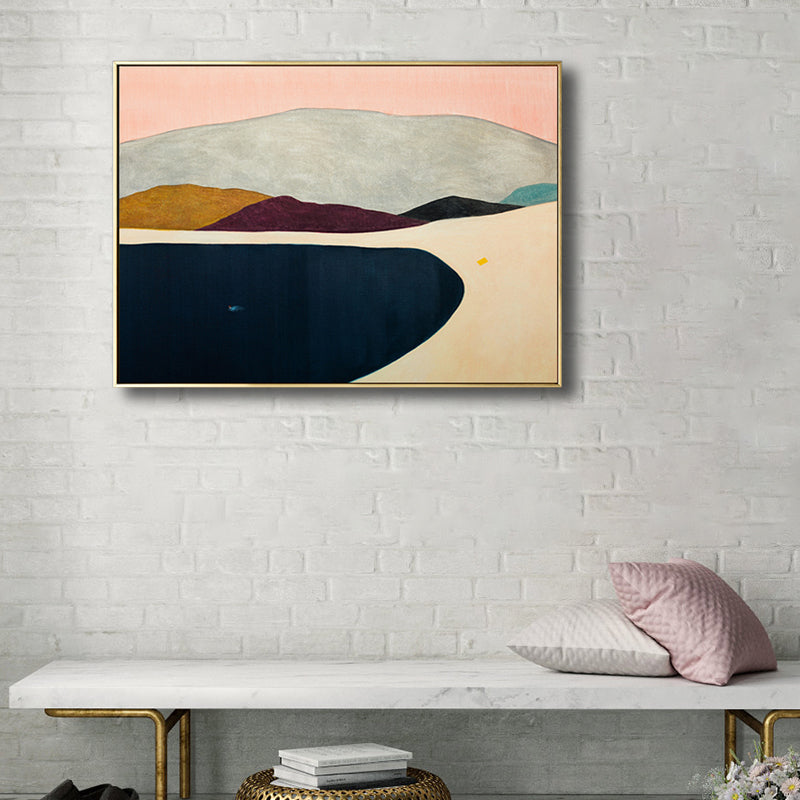 Flat Country Canvas Wall Art Nordic Textured Bedroom Painting in Pastel Color, Multiple Sizes Clearhalo 'Arts' 'Canvas Art' 1809251