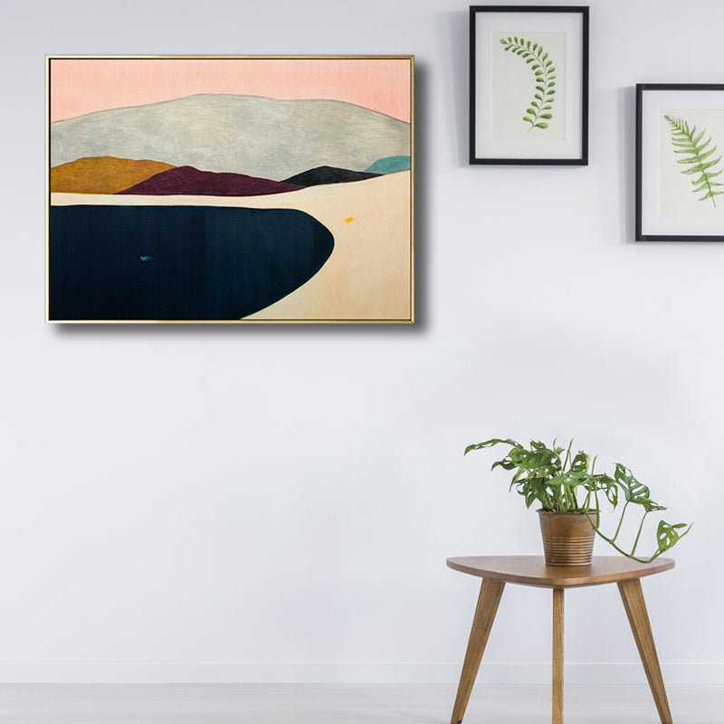 Flat Country Canvas Wall Art Nordic Textured Bedroom Painting in Pastel Color, Multiple Sizes Clearhalo 'Arts' 'Canvas Art' 1809252