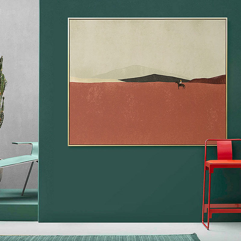 Flat Country Canvas Wall Art Nordic Textured Bedroom Painting in Pastel Color, Multiple Sizes Red Clearhalo 'Arts' 'Canvas Art' 1809262