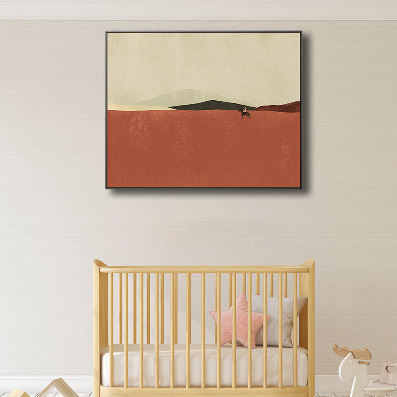 Flat Country Canvas Wall Art Nordic Textured Bedroom Painting in Pastel Color, Multiple Sizes