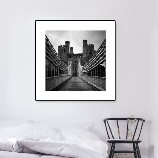 Grey Photo Print Bridge Canvas Western Architecture Modern Textured Wall Art for Home Grey Clearhalo 'Art Gallery' 'Canvas Art' 'Contemporary Art Gallery' 'Modern' Arts' 1809292