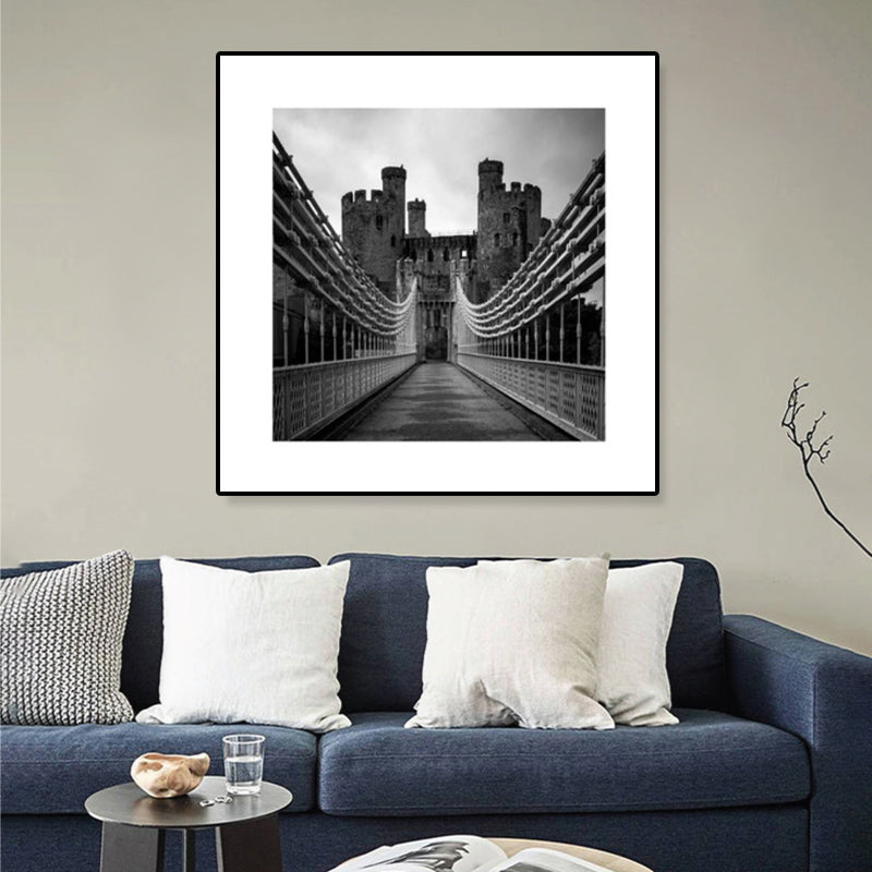 Grey Photo Print Bridge Canvas Western Architecture Modern Textured Wall Art for Home Clearhalo 'Art Gallery' 'Canvas Art' 'Contemporary Art Gallery' 'Modern' Arts' 1809293