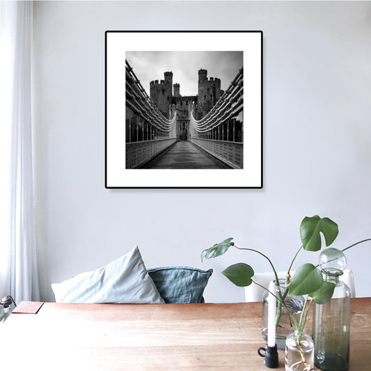 Grey Photo Print Bridge Canvas Western Architecture Modern Textured Wall Art for Home Clearhalo 'Art Gallery' 'Canvas Art' 'Contemporary Art Gallery' 'Modern' Arts' 1809294