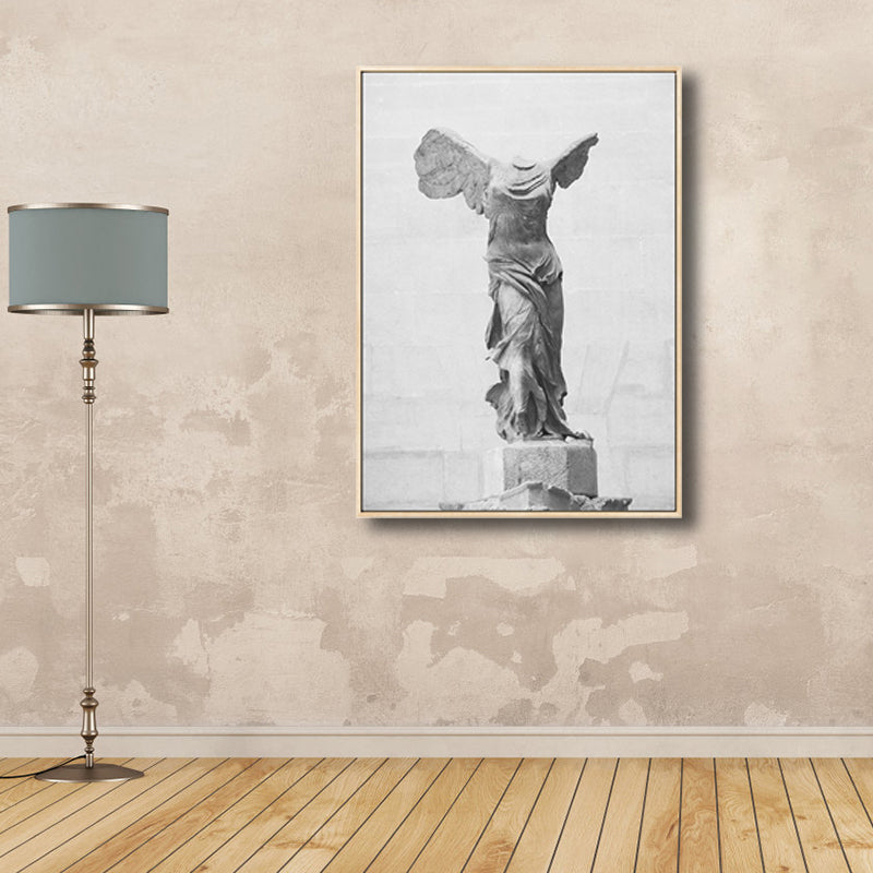 Plaster Sculpture Winged Victory Art Print Modern Canvas Made Wall Decor in Grey Clearhalo 'Art Gallery' 'Canvas Art' 'Contemporary Art Gallery' 'Modern' Arts' 1809313