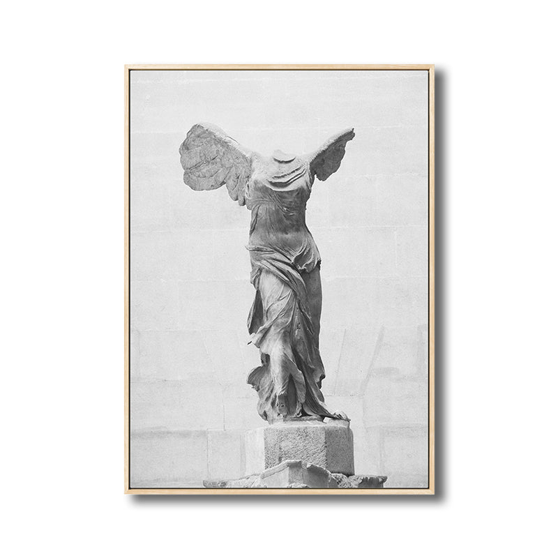 Plaster Sculpture Winged Victory Art Print Modern Canvas Made Wall Decor in Grey Clearhalo 'Art Gallery' 'Canvas Art' 'Contemporary Art Gallery' 'Modern' Arts' 1809314