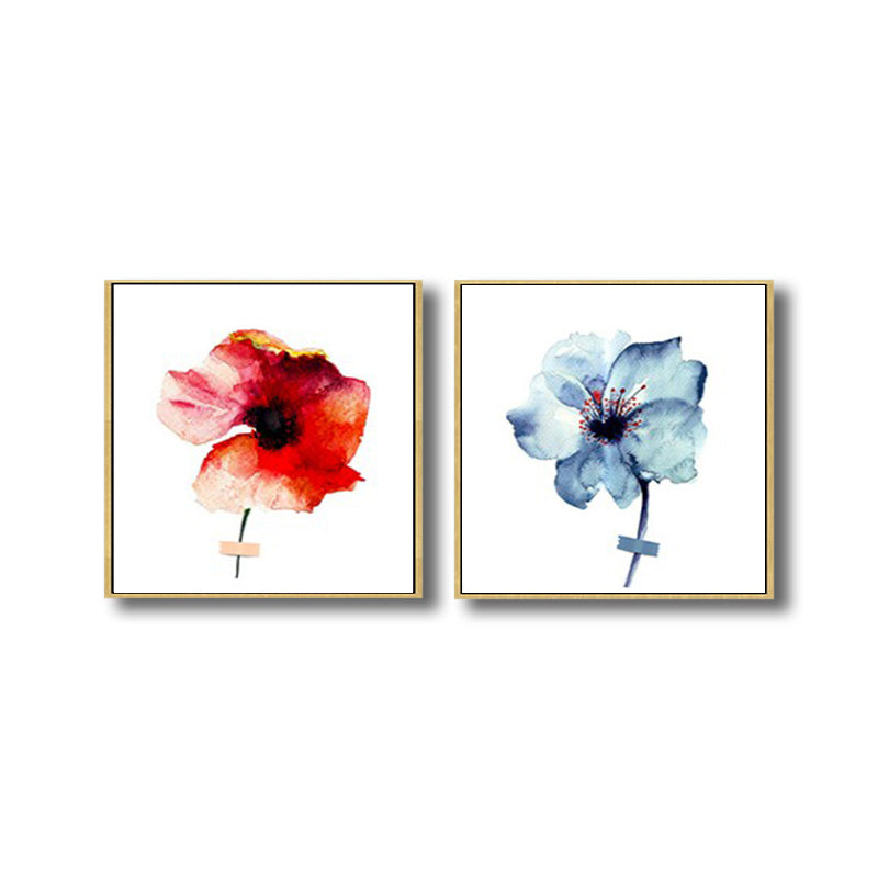 Pastel Color Floral Design Painting Textured Modern Dining Room Canvas Wall Art, Set of 2 Clearhalo 'Art Gallery' 'Canvas Art' 'Contemporary Art Gallery' 'Modern' Arts' 1809333