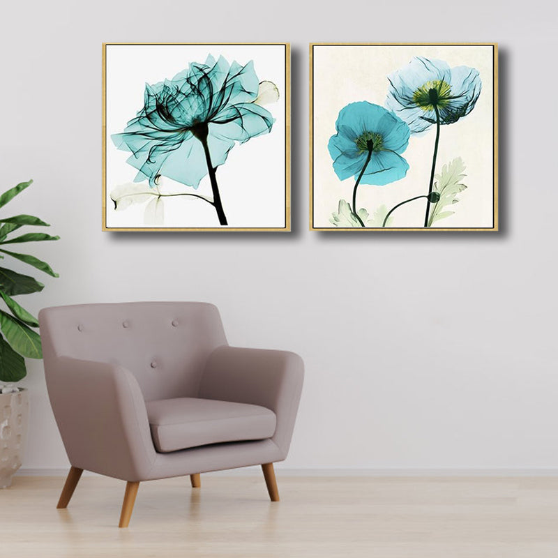 Pastel Color Floral Design Painting Textured Modern Dining Room Canvas Wall Art, Set of 2 Clearhalo 'Art Gallery' 'Canvas Art' 'Contemporary Art Gallery' 'Modern' Arts' 1809339