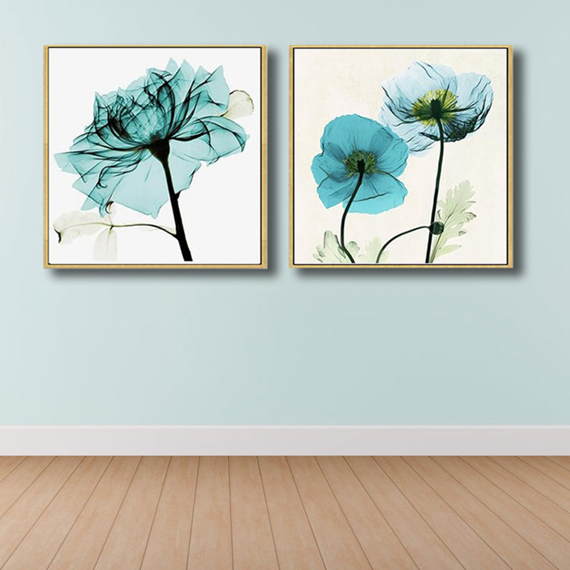 Pastel Color Floral Design Painting Textured Modern Dining Room Canvas Wall Art, Set of 2 Clearhalo 'Art Gallery' 'Canvas Art' 'Contemporary Art Gallery' 'Modern' Arts' 1809340