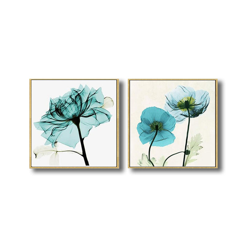Pastel Color Floral Design Painting Textured Modern Dining Room Canvas Wall Art, Set of 2 Clearhalo 'Art Gallery' 'Canvas Art' 'Contemporary Art Gallery' 'Modern' Arts' 1809341
