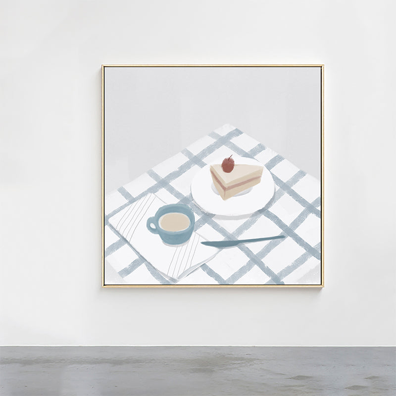 Blue Cake and Drink Wall Decor Foods Nordic Stylish Textured Canvas Wall Art for Playroom Clearhalo 'Arts' 'Canvas Art' 1809355