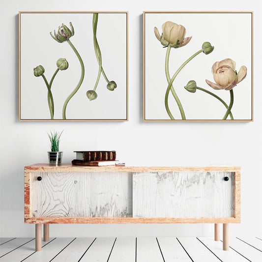 Rural Blossoming Flower Canvas Print Soft Color Textured Wall Art for Sitting Room Clearhalo 'Art Gallery' 'Canvas Art' 'Country Art Gallery' 'French Country' 'Rustic' Arts' 1809367