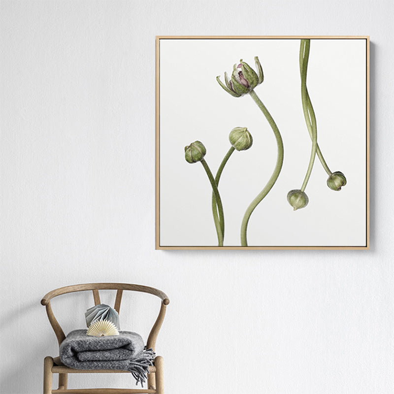 Rural Blossoming Flower Canvas Print Soft Color Textured Wall Art for Sitting Room Green Clearhalo 'Art Gallery' 'Canvas Art' 'Country Art Gallery' 'French Country' 'Rustic' Arts' 1809368