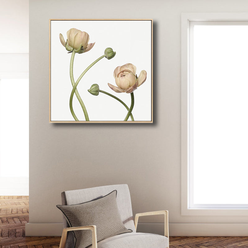Rural Blossoming Flower Canvas Print Soft Color Textured Wall Art for Sitting Room Clearhalo 'Art Gallery' 'Canvas Art' 'Country Art Gallery' 'French Country' 'Rustic' Arts' 1809375
