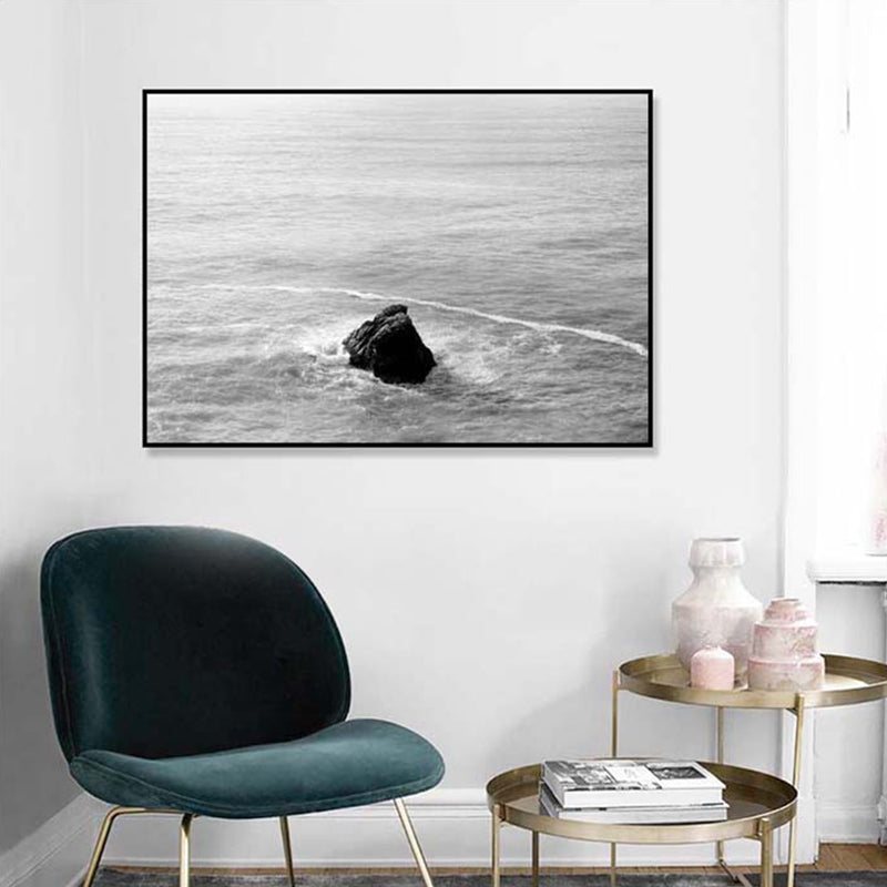 Modernism Photograph Seascape Art Print Canvas Textured Dark Color Wall Decor for Home Light Gray Clearhalo 'Art Gallery' 'Canvas Art' 'Contemporary Art Gallery' 'Modern' Arts' 1809422