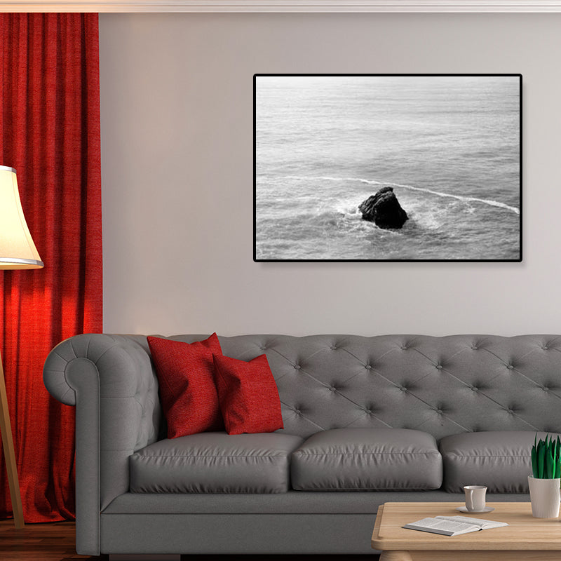 Modernism Photograph Seascape Art Print Canvas Textured Dark Color Wall Decor for Home Clearhalo 'Art Gallery' 'Canvas Art' 'Contemporary Art Gallery' 'Modern' Arts' 1809424