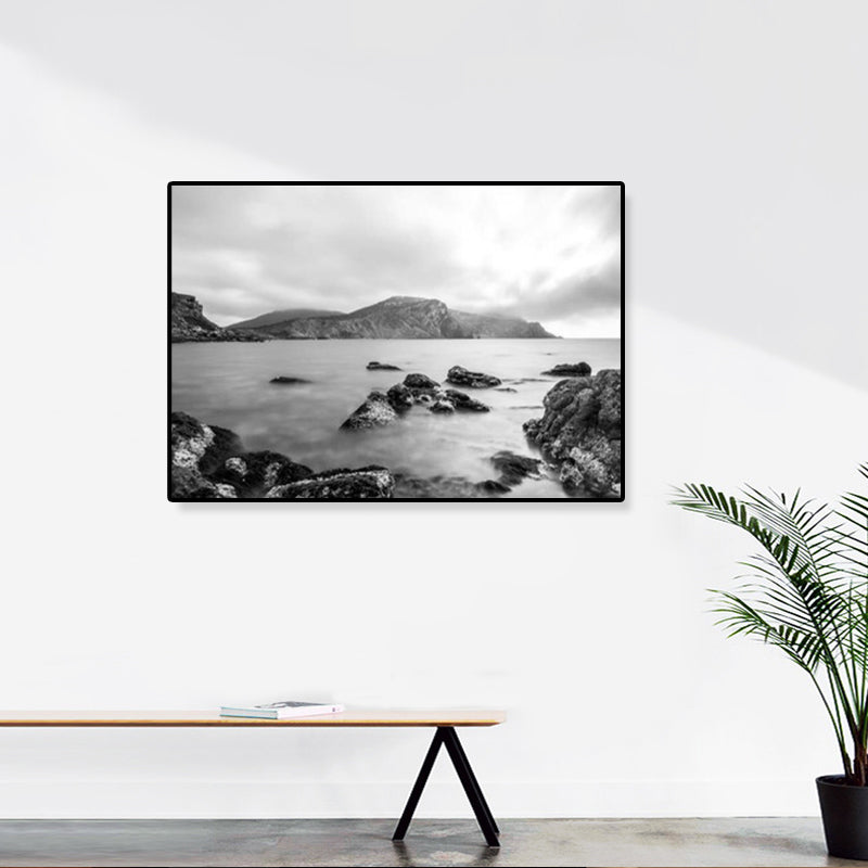 Modernism Photograph Seascape Art Print Canvas Textured Dark Color Wall Decor for Home Black Clearhalo 'Art Gallery' 'Canvas Art' 'Contemporary Art Gallery' 'Modern' Arts' 1809429