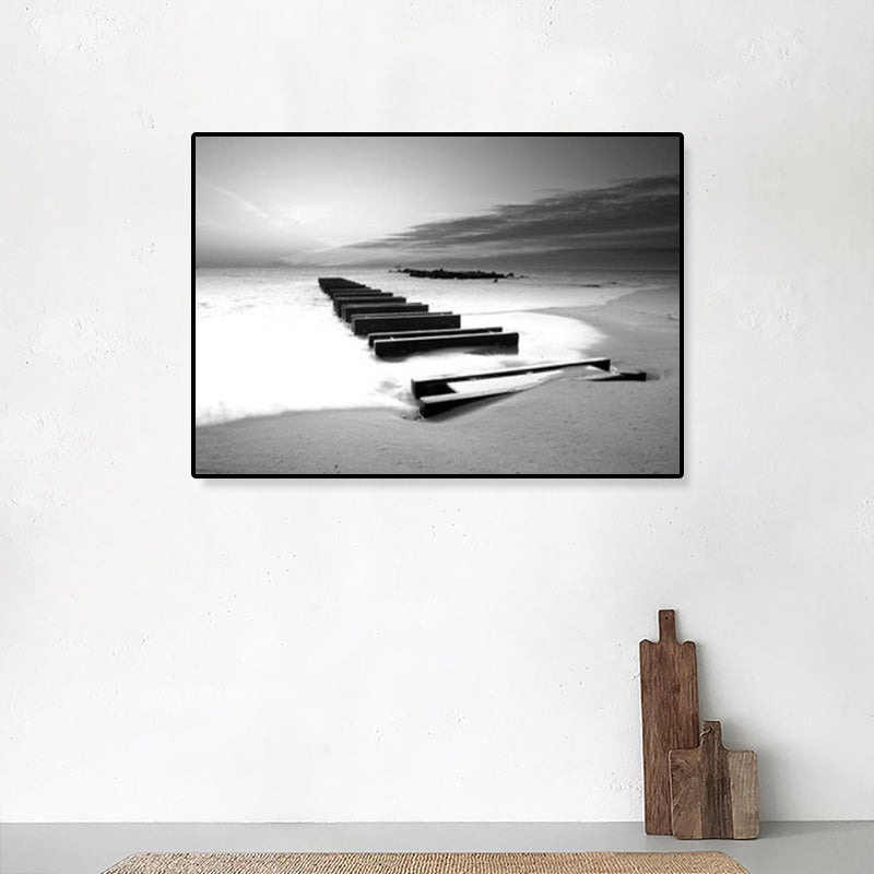 Modernism Photograph Seascape Art Print Canvas Textured Dark Color Wall Decor for Home Clearhalo 'Art Gallery' 'Canvas Art' 'Contemporary Art Gallery' 'Modern' Arts' 1809434