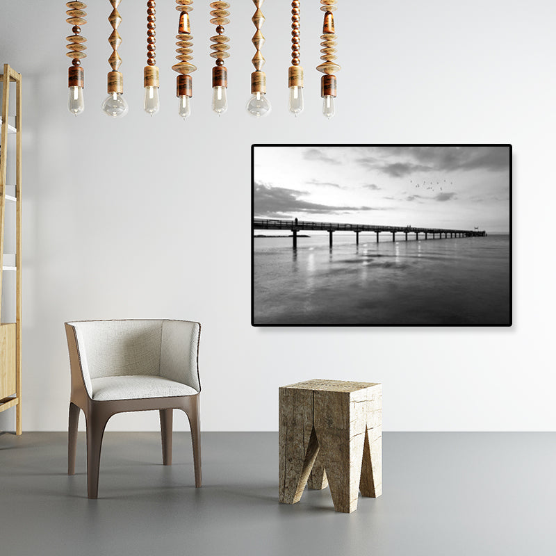 Modernism Photograph Seascape Art Print Canvas Textured Dark Color Wall Decor for Home Clearhalo 'Art Gallery' 'Canvas Art' 'Contemporary Art Gallery' 'Modern' Arts' 1809438