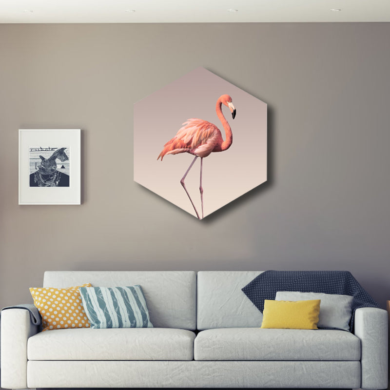 Flamingo Canvas Print House Interior Photography Tropical Animal Wall Art in Pink, Textured Clearhalo 'Art Gallery' 'Canvas Art' 'Coastal Art Gallery' 'Tropical' Arts' 1809447