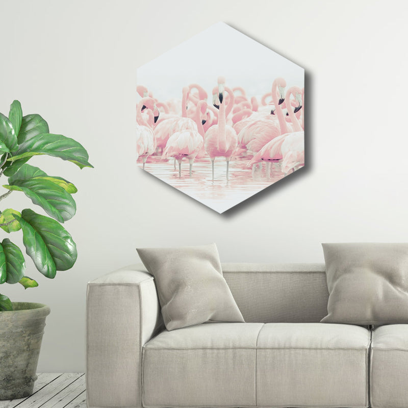 Flamingo Canvas Print House Interior Photography Tropical Animal Wall Art in Pink, Textured Nude Pink Clearhalo 'Art Gallery' 'Canvas Art' 'Coastal Art Gallery' 'Tropical' Arts' 1809453