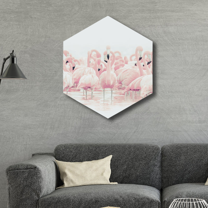 Flamingo Canvas Print House Interior Photography Tropical Animal Wall Art in Pink, Textured Clearhalo 'Art Gallery' 'Canvas Art' 'Coastal Art Gallery' 'Tropical' Arts' 1809455