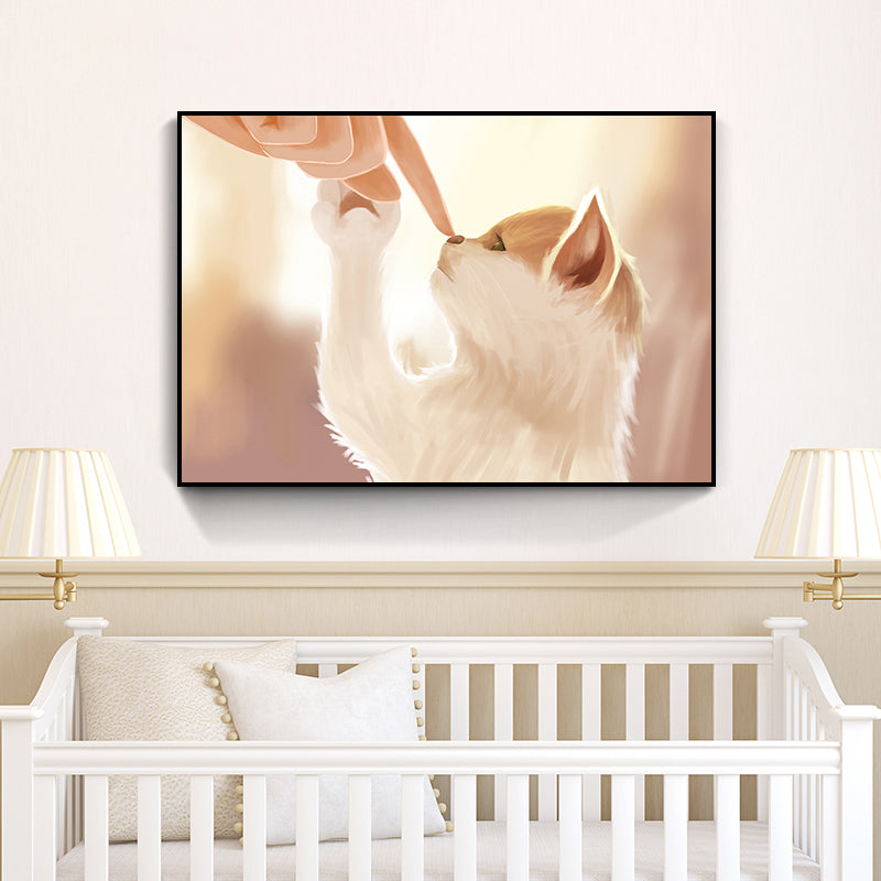 Textured Pastel Color Wrapped Canvas Children's Art Style Animal Pattern Painting White Clearhalo 'Art Gallery' 'Canvas Art' 'Kids' Arts' 1809503