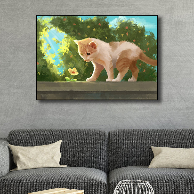 Textured Pastel Color Wrapped Canvas Children's Art Style Animal Pattern Painting Clearhalo 'Art Gallery' 'Canvas Art' 'Kids' Arts' 1809512