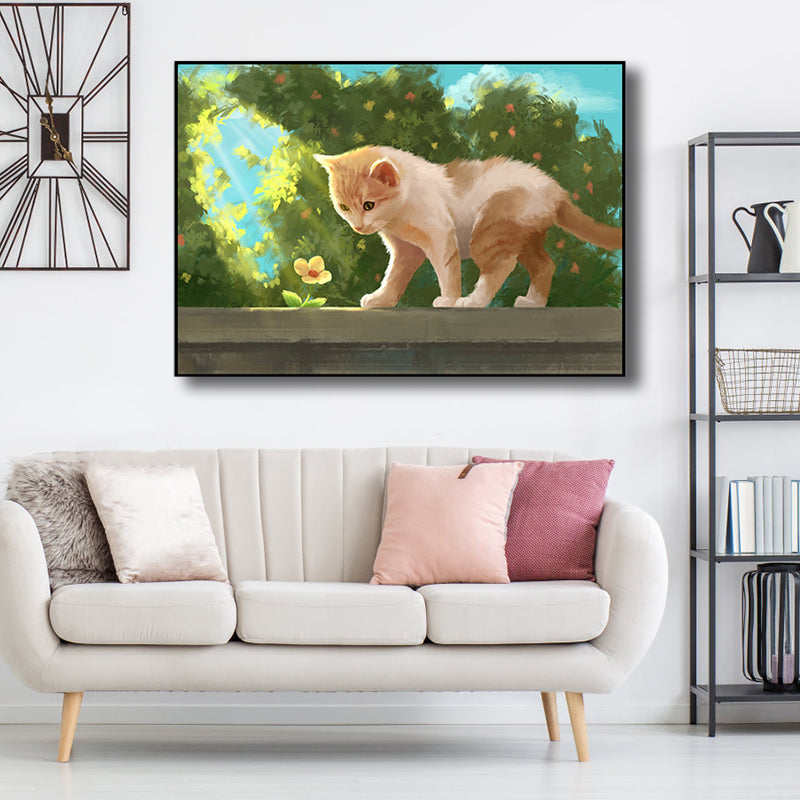 Textured Pastel Color Wrapped Canvas Children's Art Style Animal Pattern Painting Clearhalo 'Art Gallery' 'Canvas Art' 'Kids' Arts' 1809513