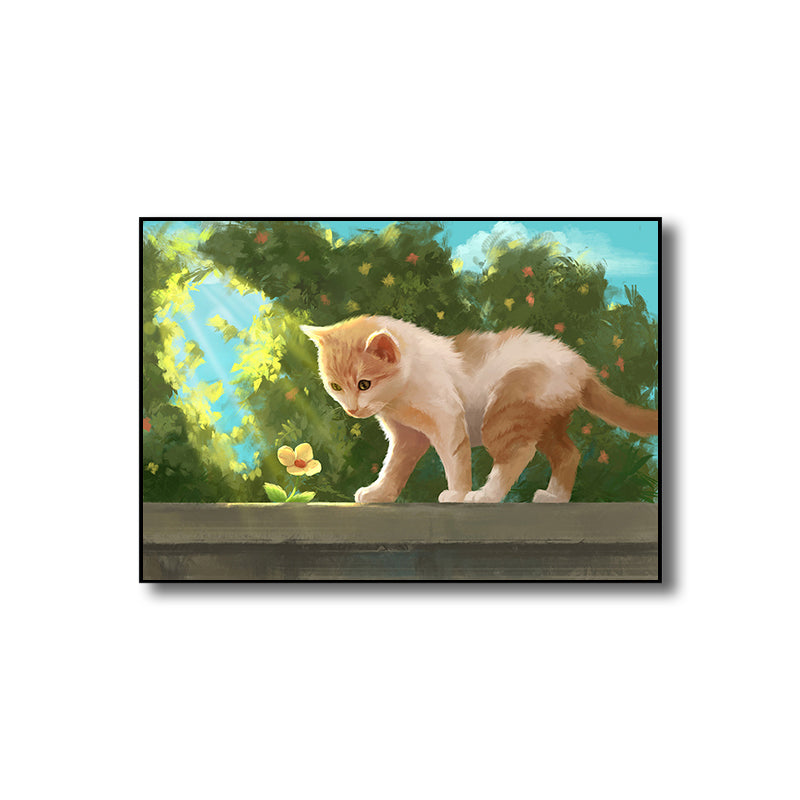 Textured Pastel Color Wrapped Canvas Children's Art Style Animal Pattern Painting Clearhalo 'Art Gallery' 'Canvas Art' 'Kids' Arts' 1809514