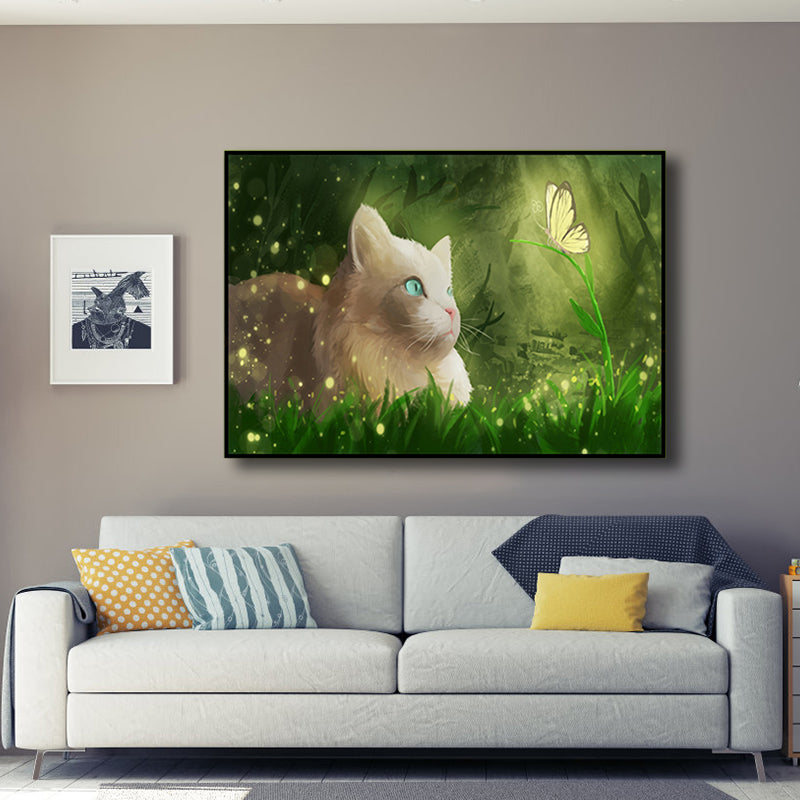Textured Pastel Color Wrapped Canvas Children's Art Style Animal Pattern Painting Clearhalo 'Art Gallery' 'Canvas Art' 'Kids' Arts' 1809517
