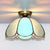 Vintage Scalloped Flush Light Stained Glass 1 Light Flush Mount Light in White/Beige/Blue/Clear/Blue and Clear for Living Room Blue-Clear Clearhalo 'Ceiling Lights' 'Close To Ceiling Lights' 'Close to ceiling' 'Glass shade' 'Glass' 'Semi-flushmount' 'Tiffany close to ceiling' 'Tiffany' Lighting' 180951