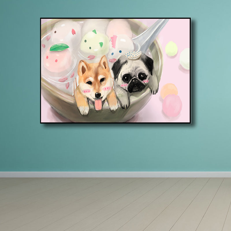 Textured Pastel Color Wrapped Canvas Children's Art Style Animal Pattern Painting Clearhalo 'Art Gallery' 'Canvas Art' 'Kids' Arts' 1809520