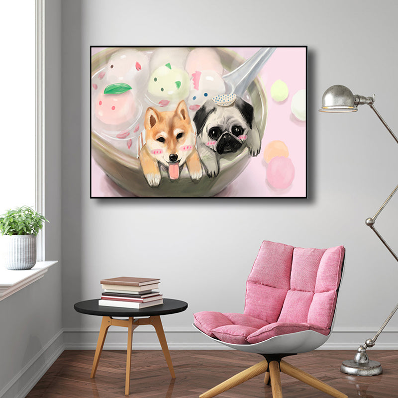 Textured Pastel Color Wrapped Canvas Children's Art Style Animal Pattern Painting Clearhalo 'Art Gallery' 'Canvas Art' 'Kids' Arts' 1809521