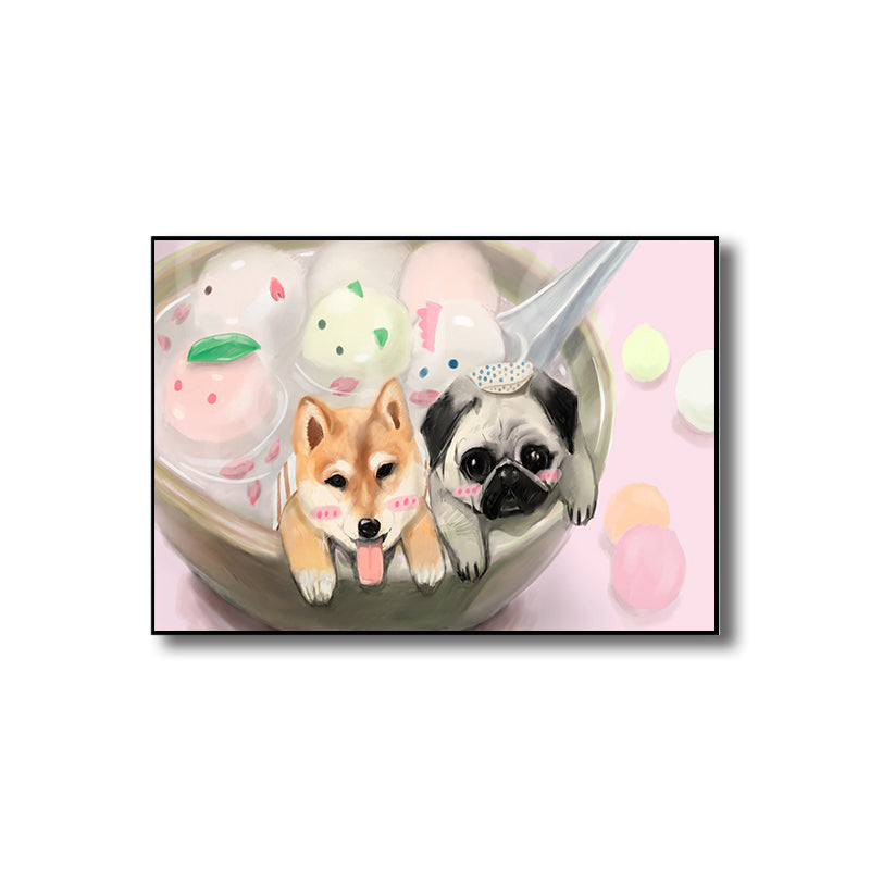 Textured Pastel Color Wrapped Canvas Children's Art Style Animal Pattern Painting Clearhalo 'Art Gallery' 'Canvas Art' 'Kids' Arts' 1809522