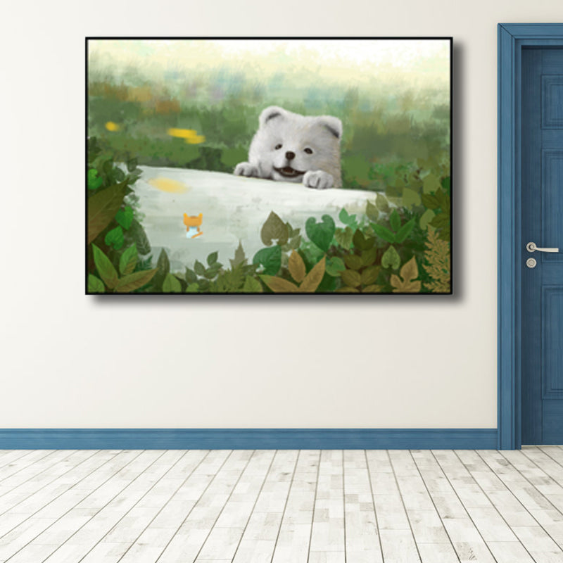 Textured Pastel Color Wrapped Canvas Children's Art Style Animal Pattern Painting Clearhalo 'Art Gallery' 'Canvas Art' 'Kids' Arts' 1809524