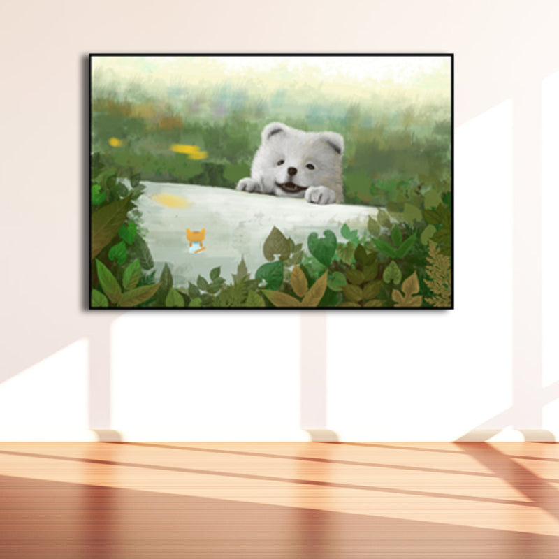 Textured Pastel Color Wrapped Canvas Children's Art Style Animal Pattern Painting Clearhalo 'Art Gallery' 'Canvas Art' 'Kids' Arts' 1809525