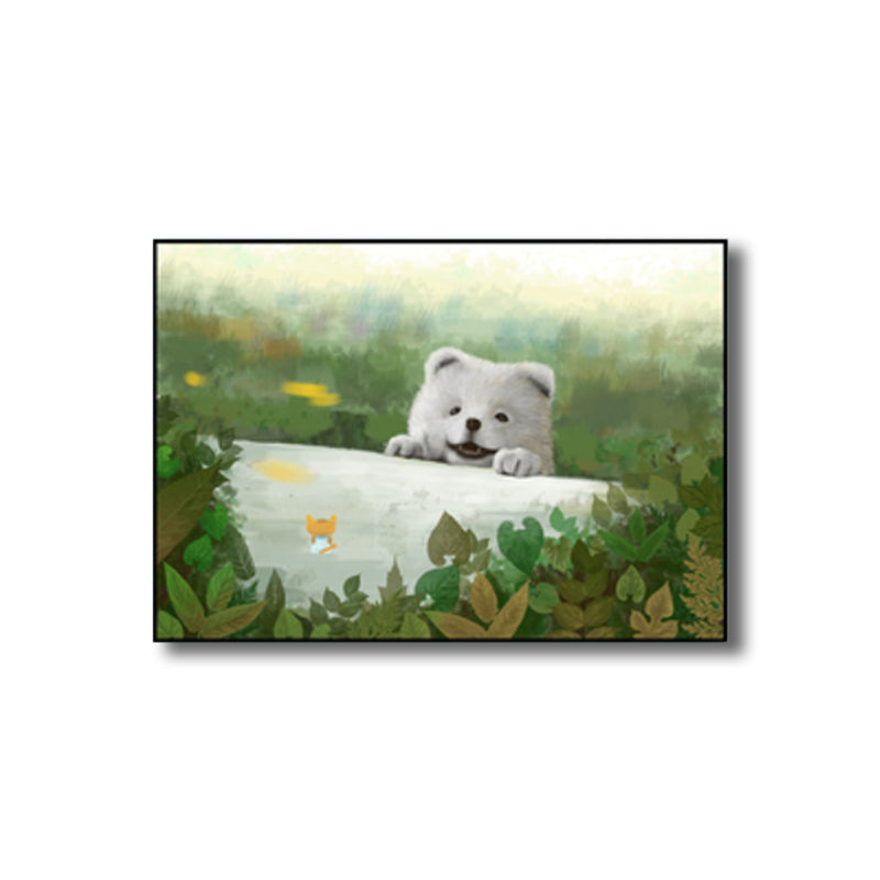 Textured Pastel Color Wrapped Canvas Children's Art Style Animal Pattern Painting Clearhalo 'Art Gallery' 'Canvas Art' 'Kids' Arts' 1809526