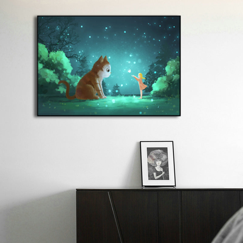 Textured Pastel Color Wrapped Canvas Children's Art Style Animal Pattern Painting Clearhalo 'Art Gallery' 'Canvas Art' 'Kids' Arts' 1809529